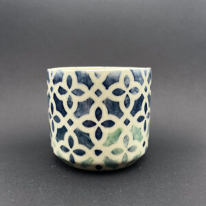 Blue Negative Lattice Cup - 8 oz [Imperfect: Glaze Crawl]